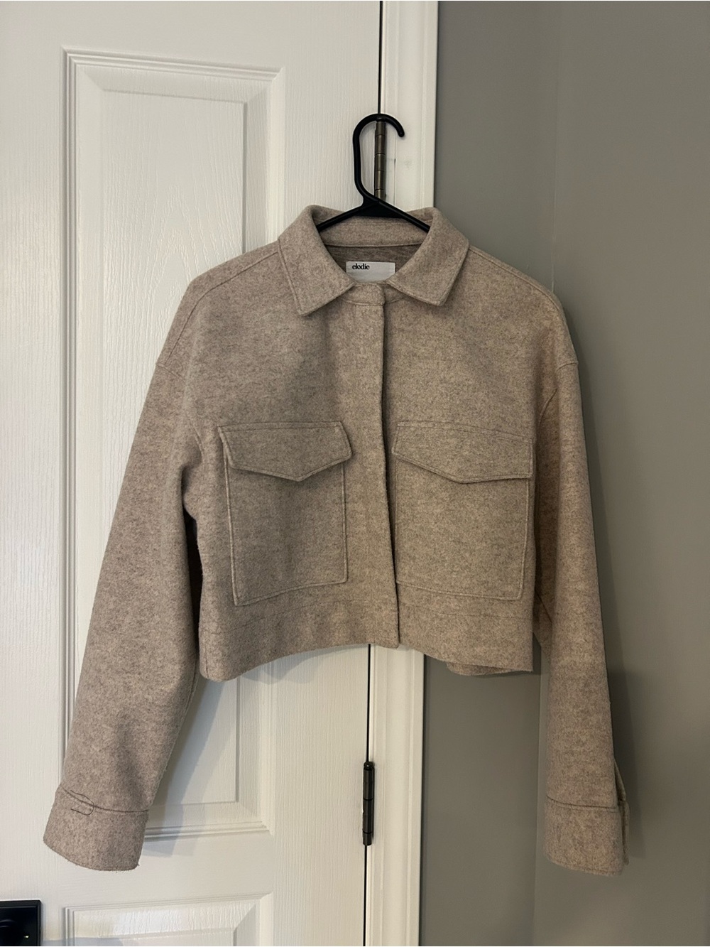 Elodie Beige Cropped Utility Jacket